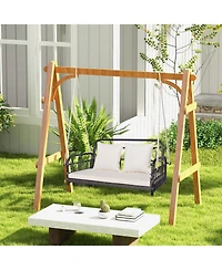 Slickblue 2-Person Outdoor Hanging Chair with Ropes-Grey