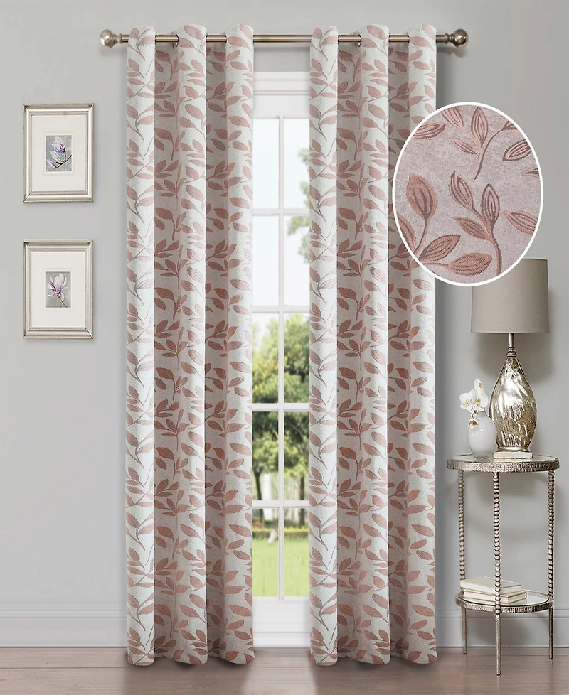 Superior Modern Leaves 8 Curtain Panels Set with Grommet Header, 42 X 84