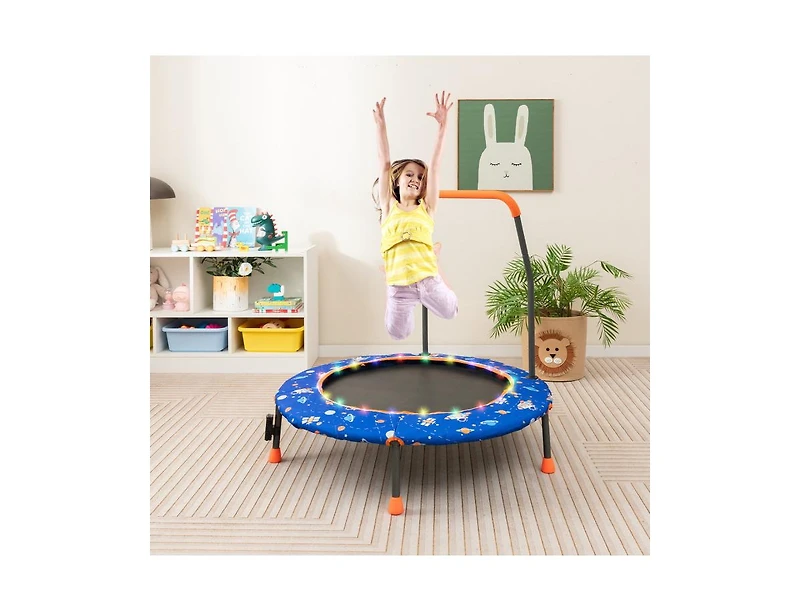 Slickblue 36 Inch Mini Trampoline with Colorful Led Lights and Bluetooth Speaker