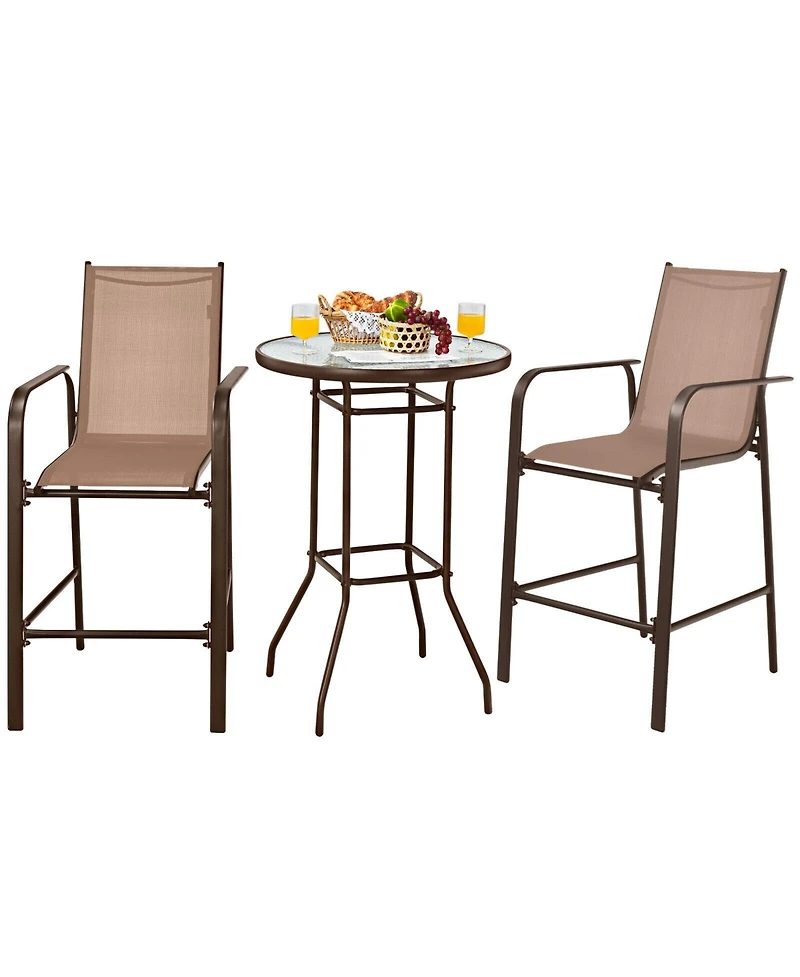Slickblue 3 Pieces Outdoor Patio Bar Table Stool Set