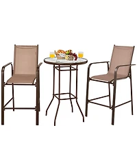 Slickblue 3 Pieces Outdoor Patio Bar Table Stool Set