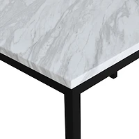 Streamdale Noyes Metal Dining Table with Laminated Faux Marble Top, Off-white