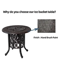 Streamdale Elegant 21" Cast Aluminum Ice Bucket and Side Table