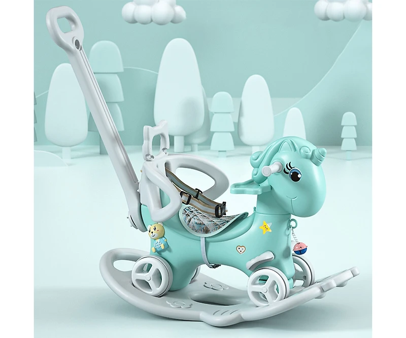 Streamdale Furniture 4-in-1 Rocking Horse, Balance Bike, Ride-On, and Balance Board for Toddlers