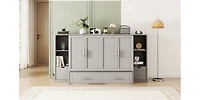 Streamdale Full Murphy Bed with Shelves, Drawers and Usb Ports, Gray