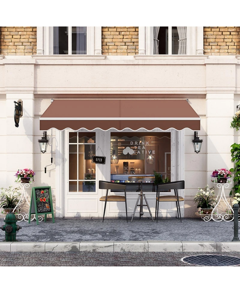 Slickblue 8 x 6.6 Feet Patio Retractable Awning with Manual Crank Handle