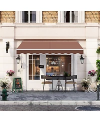 Slickblue 8 x 6.6 Feet Patio Retractable Awning with Manual Crank Handle