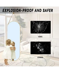 Homlux Oval Wall Mounted Mirror 16"x48" in Gold