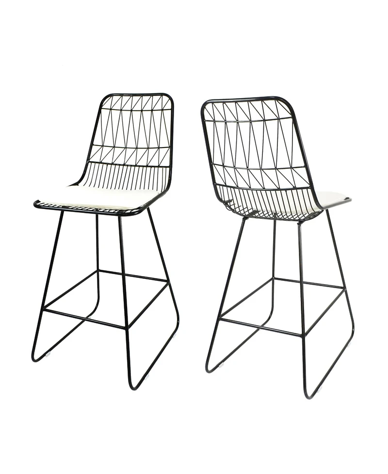 Streamdale Furniture Niez Outdoor Wire Counter Stools with Cushions (Set of 2)