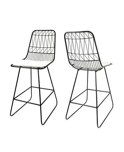 Streamdale Furniture Niez Outdoor Wire Counter Stools with Cushions (Set of 2)