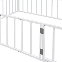 Streamdale Full Metal Floor Bed Frame with Fence and Door, White