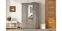 Streamdale 3-Door Mirror Wardrobe with shelves, Gray
