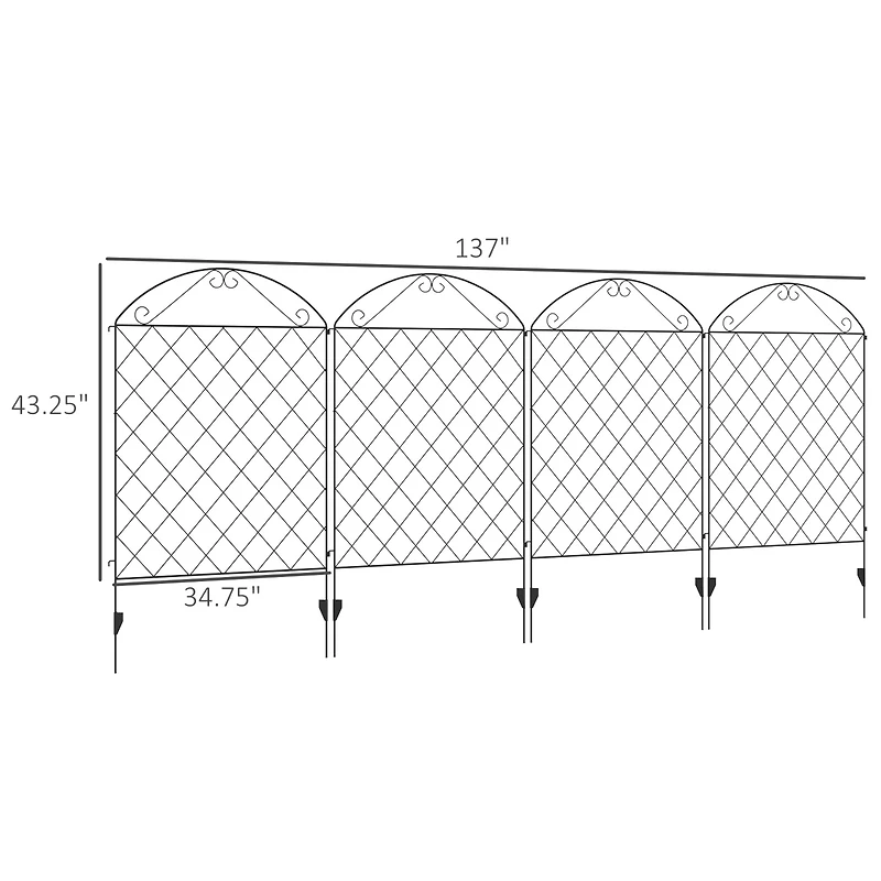 Outsunny Garden Fencing for Border Edging, Decor 11.5', 4 Pack