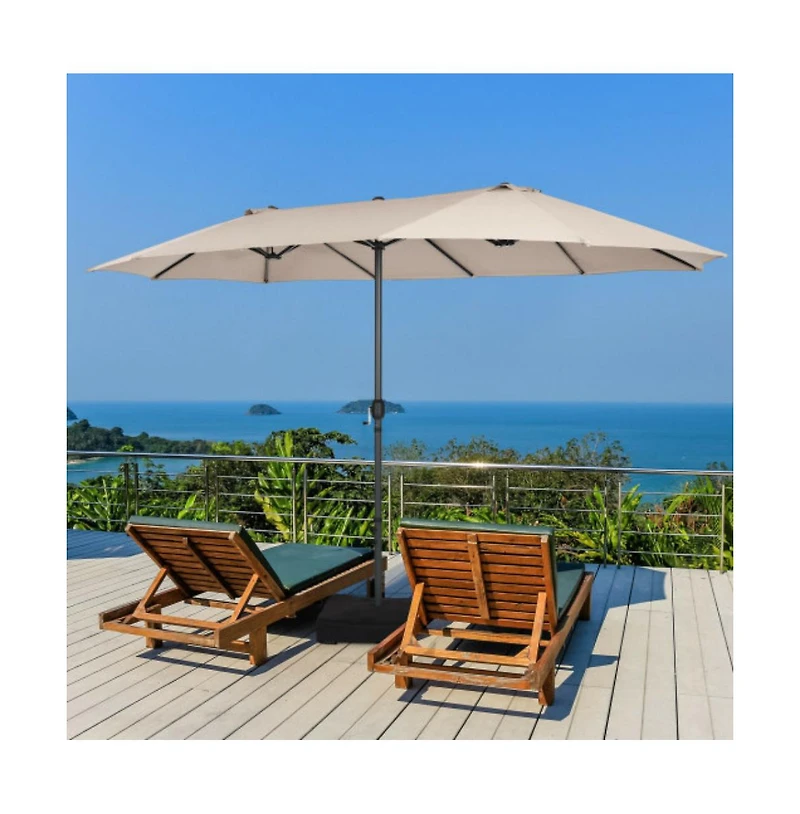 15 Feet Double-Sided Patio Umbrellawith 12-Rib Structure