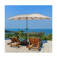 15 Feet Double-Sided Patio Umbrellawith 12-Rib Structure
