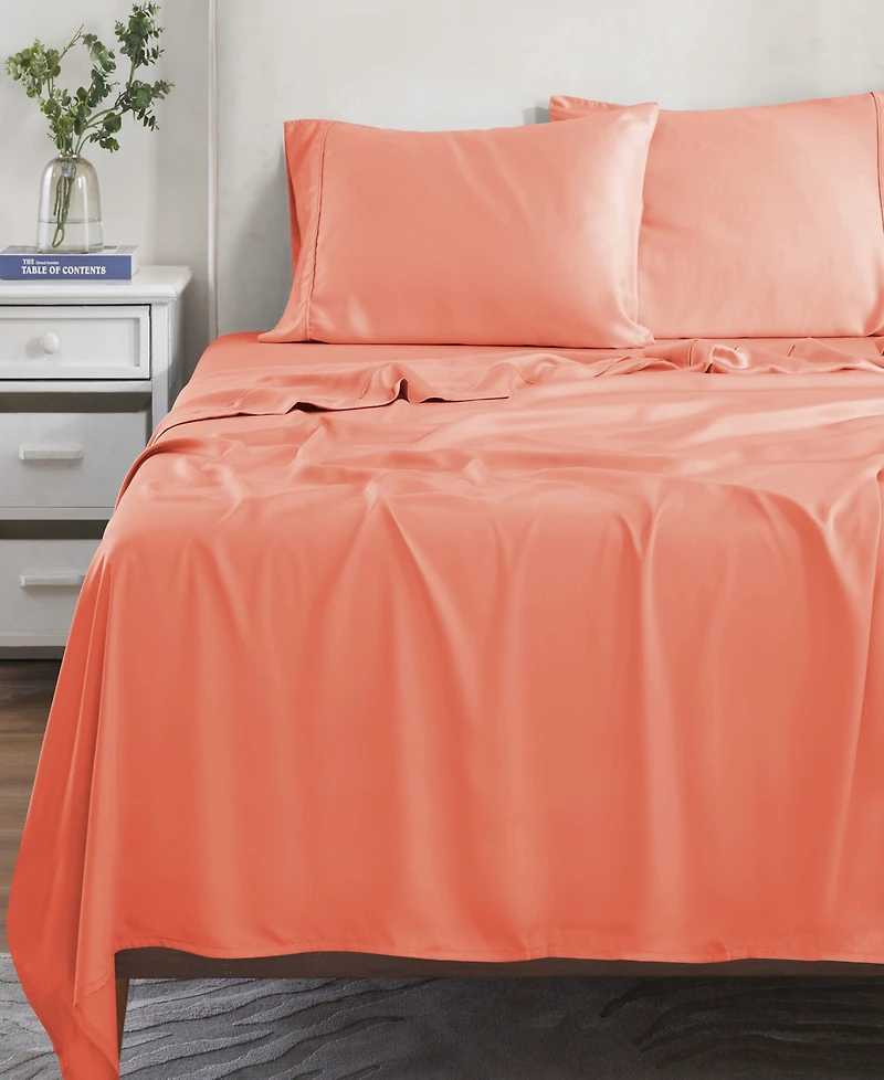 Superior Modal From Beechwood 300 Thread Count Lightweight Cooling Solid Deep Pocket Bed Sheet Set