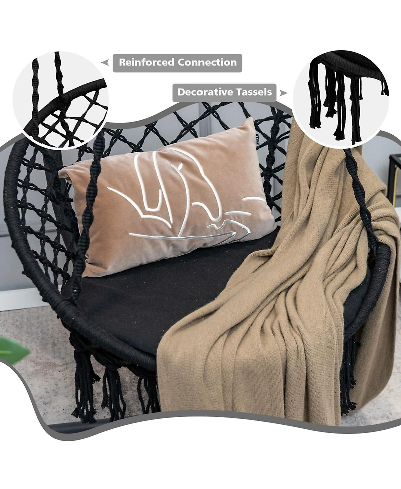 Slickblue Cushioned Hammock Swing Chair with Hanging Kit