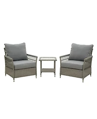 Mondawe 3-Piece Outdoor Patio Rattan Wicker Patio Conversation Set for Garden Backyard