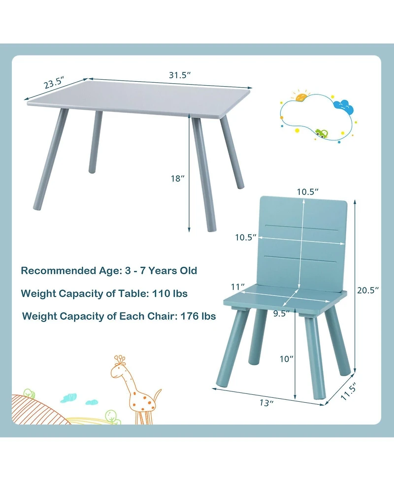 Slickblue 5 Pieces Kids Wooden Activity Play Furniture Set with Building Blocks