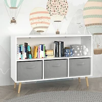 Kids Bookcase with Fabric Drawers & Toy Storage