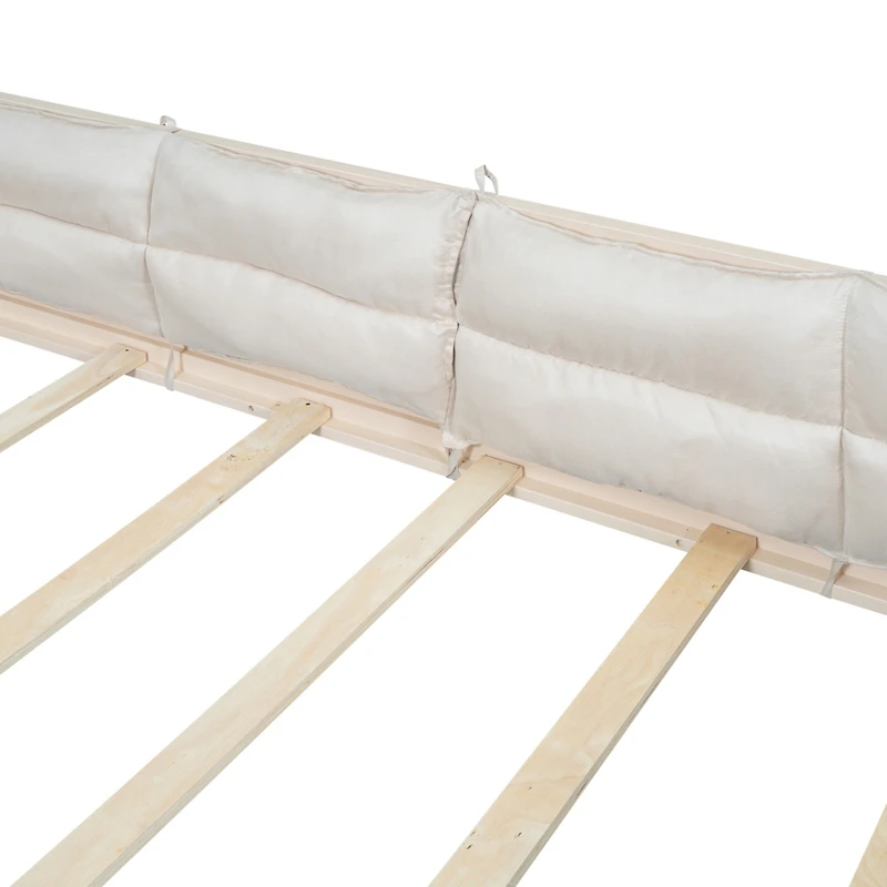 Streamdale Gray Upholstered Wood Platform Bed with Rails