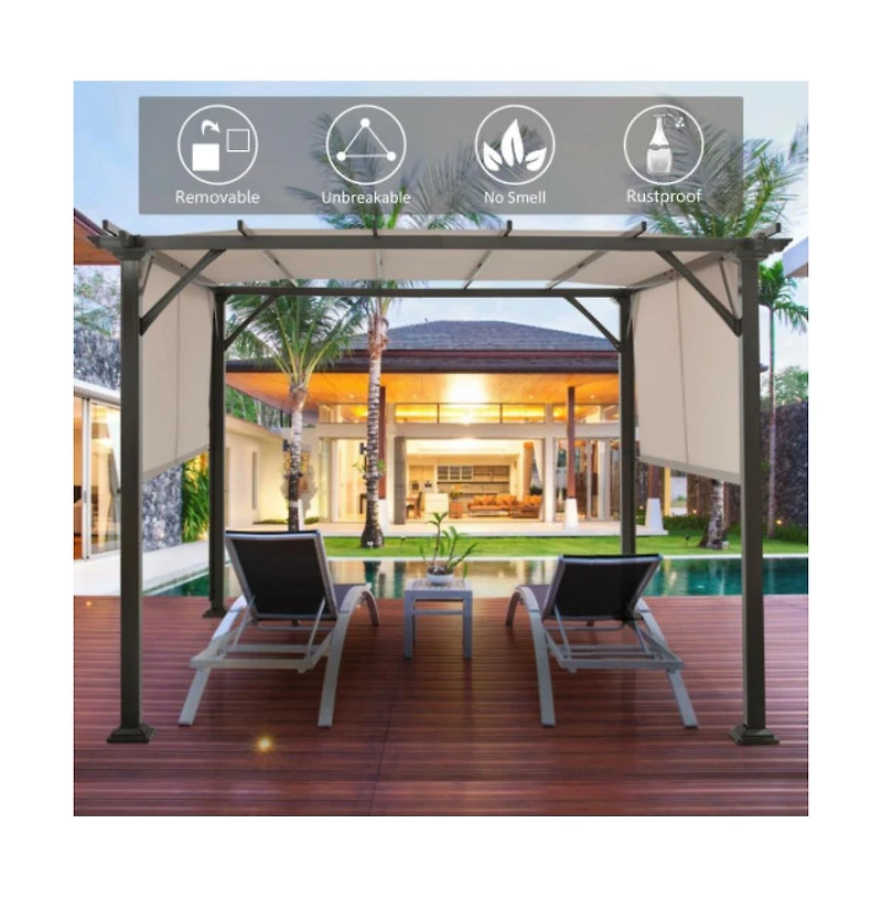 Slickblue 16' x 8' 2Pcs Universal Replacement Canopy for Pergola Structure Sun Awning