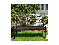 Slickblue 50 Inch Patio Park Steel Frame Cast Iron Backrest Bench Porch Chair