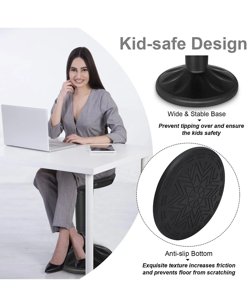 Slickblue Adjustable Active Learning Stool Sitting Home Office Wobble Chair with Cushion Seat