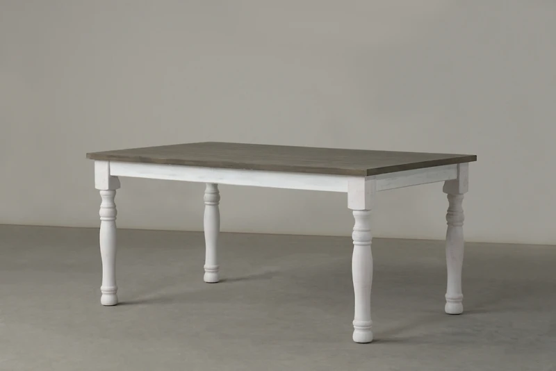 Ebret Farmhouse Two-tone Distressed Wood Dining Table, Brown and White