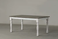 Ebret Farmhouse Two-tone Distressed Wood Dining Table, Brown and White