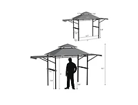 Slickblue 13.5 x 4 Feet Patio Bbq Grill Gazebo Canopy with Dual Side Awnings