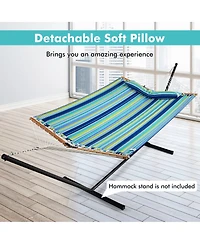 Slickblue Patio Hammock Foldable Portable Swing Chair Bed with Detachable Pillow