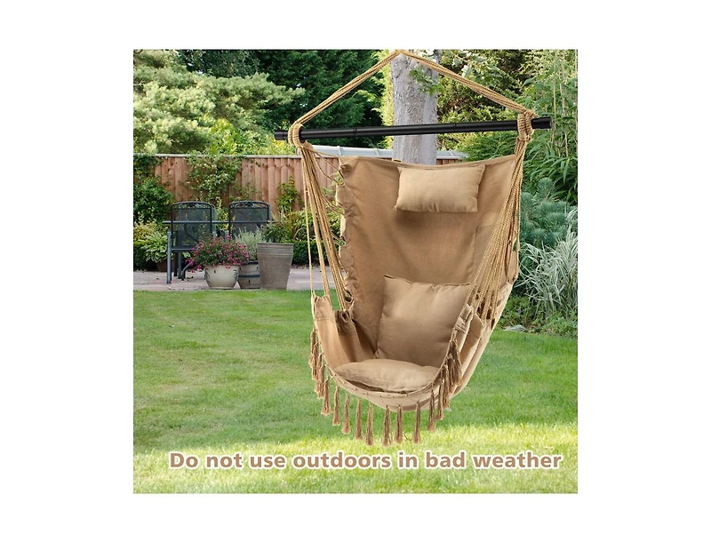 Slickblue Hanging Rope Swing Chair with Soft Pillow and Cushions
