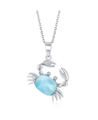 Caribbean Treasures Sterling Silver Larimar Crab Pendant