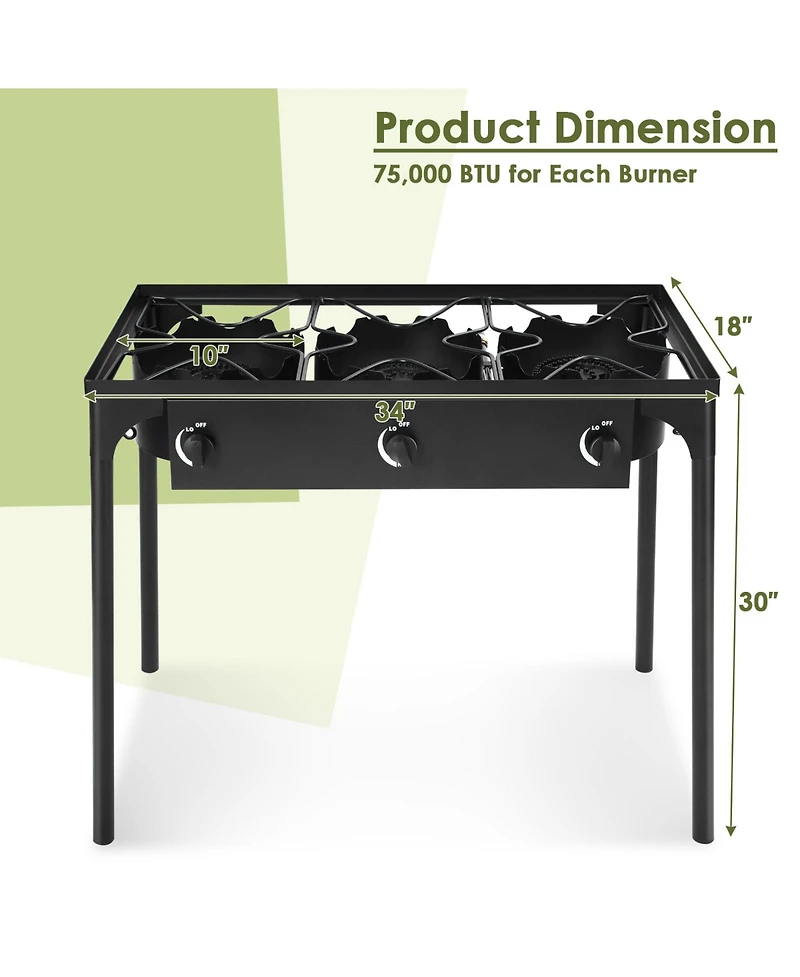 Slickblue 225 000-btu Portable Propane 3 Burner Gas Cooker