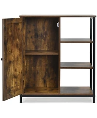 Sugift Multipurpose Freestanding Storage Cabinet with 3 Open Shelves and Doors
