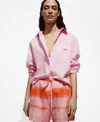 Mango Women's Decorative Button Cotton Shirt