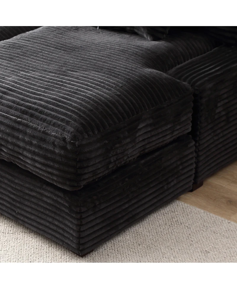 Elegant Corduroy Sofa Bed with Square Arms and Plush Cushion