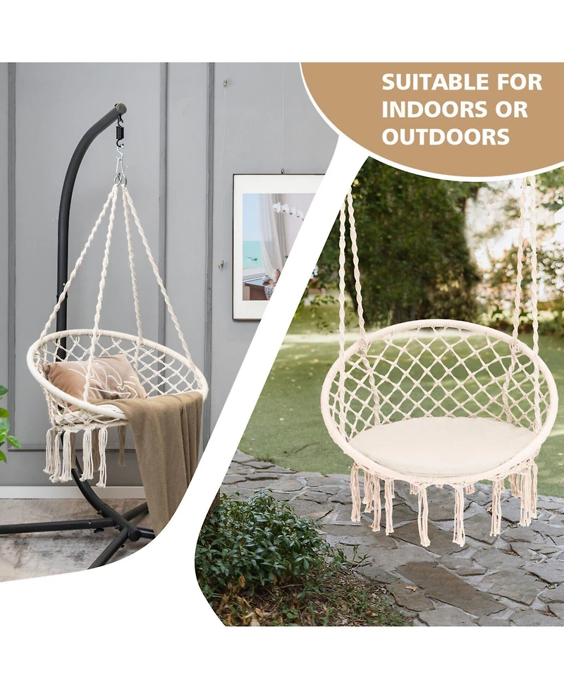 Slickblue Cushioned Hammock Swing Chair with Hanging Kit