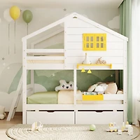 Streamdale Twin Bunk Bed with Drawers, Storage, and Playhouse