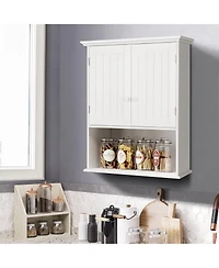 Sugift 2-Door Wall Mount Bathroom Storage Cabinet with Open Shelf