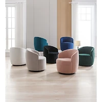 Streamdale Furniture Velvet Fabric Swivel Accent Armchair Barrel Chair With Powder Coating Metal Ring