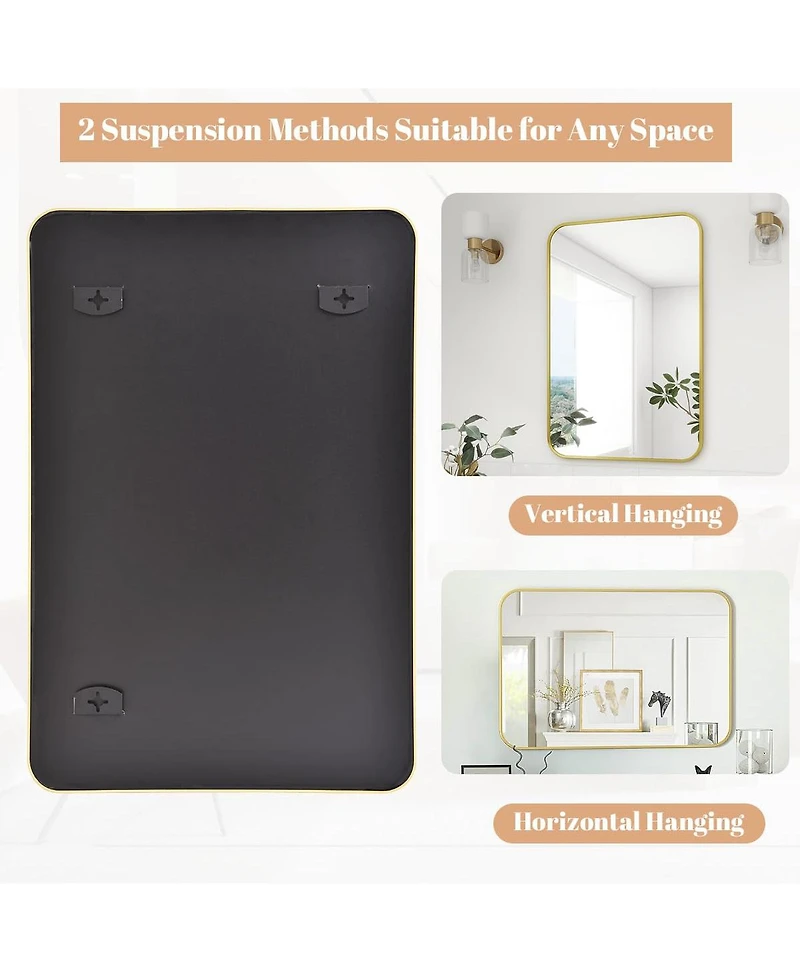 Homlux Rectangular Wall Mounted Mirror 26"x38" in Black