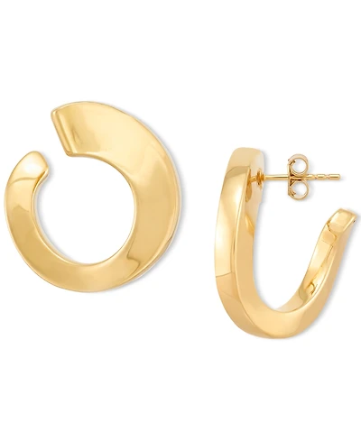 Polished Graduated Twisted Circle Small Hoop Earrings in 14k Gold, 1"