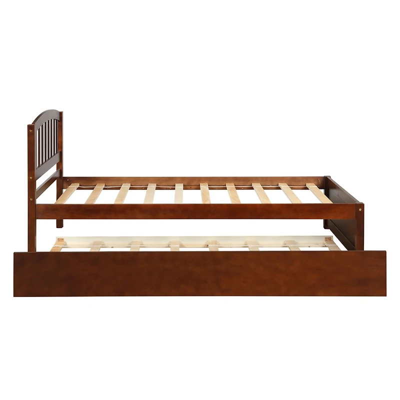 Streamdale Twin Platform Bed Wood Frame With Trundle