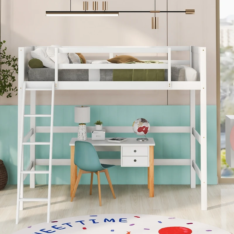 Streamdale Solid Wood Twin Loft Bed With Ladder