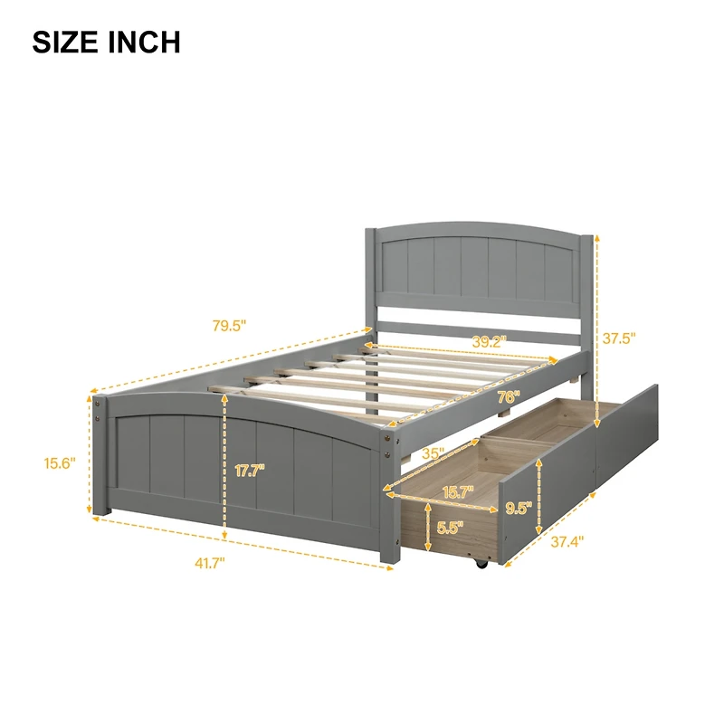 Streamdale Twin Platform Bed With Two Drawers