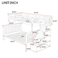 Streamdale Twin-Over-Full Bunk Bed with Storage and Guardrails