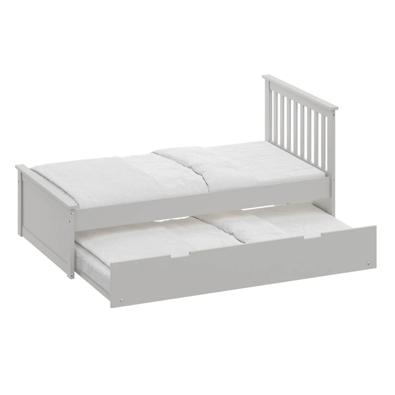 Streamdale Solid Wood Twin Bed with Trundle for Kids