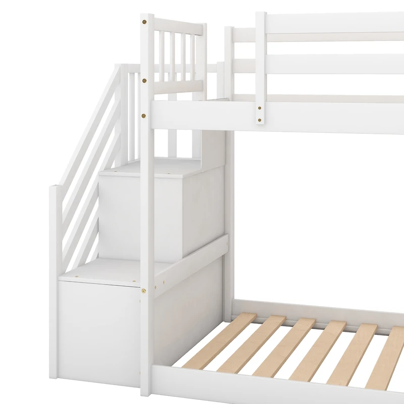 Streamdale Twin Over Bunk Bed With Convertible Slide And Stairway